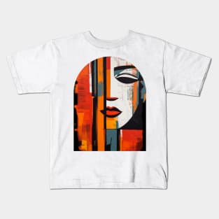 Expressive face, Woman portrait  in abstract painting Kids T-Shirt